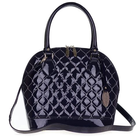 navy blue patent handbag